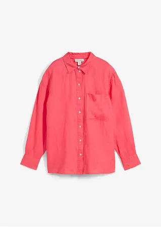Hemdbluse aus reinem Leinen in pink von vorne - bonprix