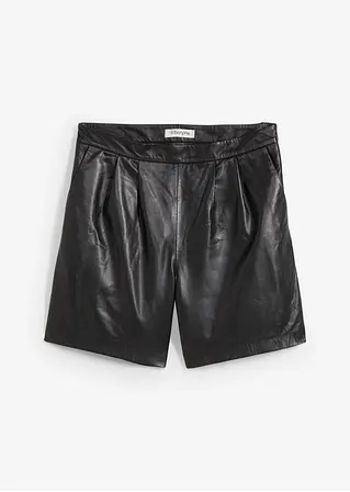 Leder-Shorts aus Lammnappa in schwarz von vorne - bonprix