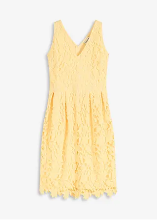 Spitzenkleid mit Häkeleinsatz in gelb von vorne - bonprix