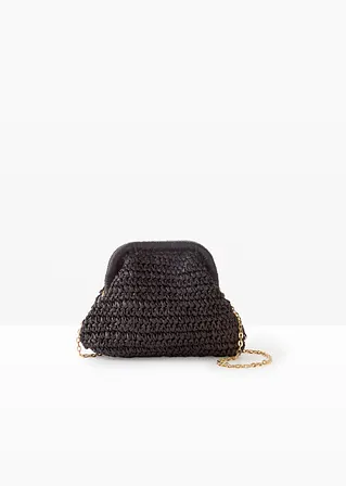 Strohumhängetasche in schwarz von vorne - bonprix