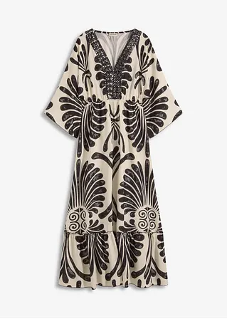 Maxikleid aus fließender Viskose in schwarz von vorne - bonprix