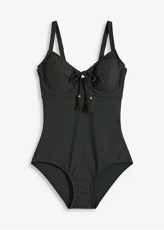 Shape Badeanzug leichte Formkraft in schwarz von vorne - bonprix