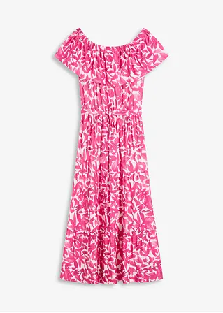 Carmen-Midikleid aus softem Viskose-Mix in weiß von vorne - bonprix