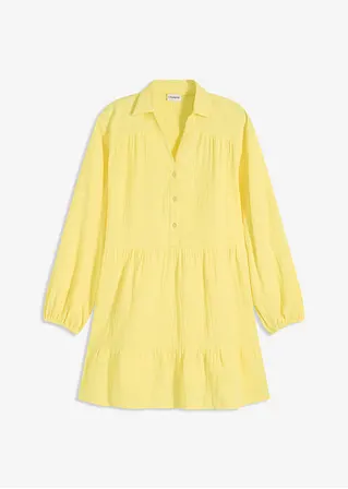 Kurzes Stufen-Kleid aus Musselin in gelb von vorne - bonprix