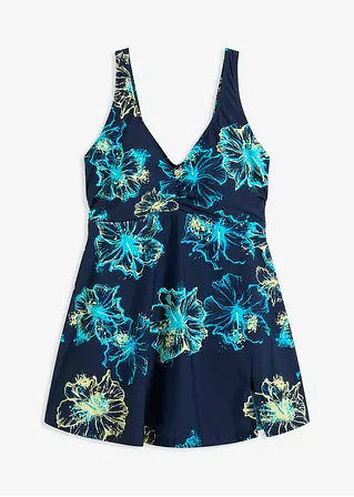 Shape Badekleid mittlere Formkraft in blau von vorne - bonprix