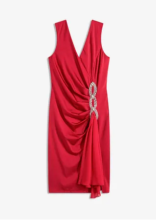Jerseykleid mit Strassstein-Applikation in rot von vorne - bonprix