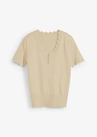 Pullover mit Seidenanteil in beige von vorne - bonprix
