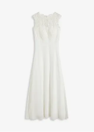Abend-Maxikleid mit Spitze in weiß von vorne - bonprix