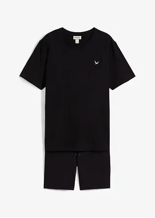 T-Shirt und Shirt-Bermuda (2-tlg.Set) aus reiner Bio-Baumwolle in schwarz von vorne - bonprix