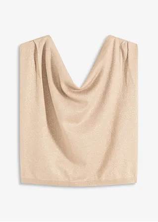 Shirt mit One-Shoulder in beige von vorne - bonprix