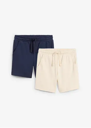 Jersey-Shorts (2er Pack) aus reiner Baumwolle in blau von vorne - bonprix