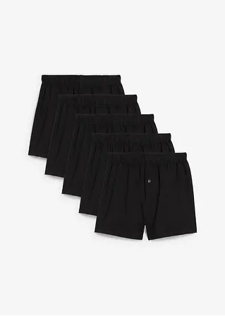 Boxershorts (5er Pack) mit Bio-Baumwolle in schwarz von vorne - bonprix