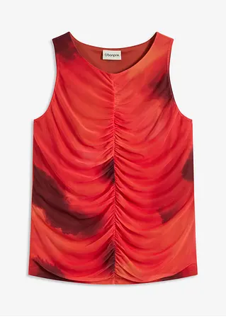 bedrucktes Top aus softem Mesh in orange von vorne - bonprix