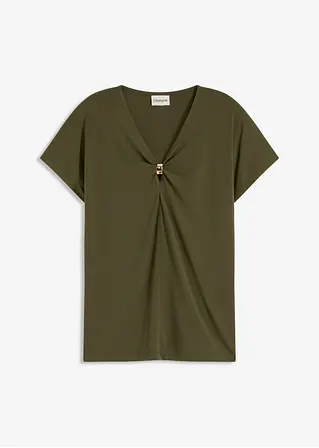 Shirt mit dekorativem Ring in grün von vorne - bonprix