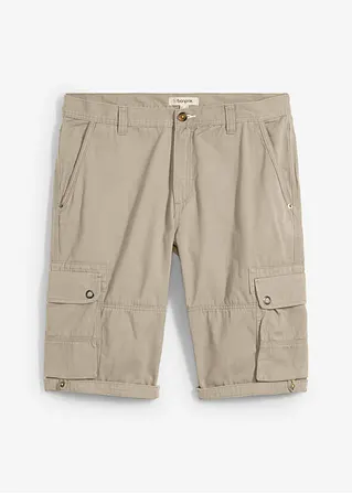 Cargo-Bermuda aus reiner Baumwolle, Regular Fit in grün von vorne - bonprix