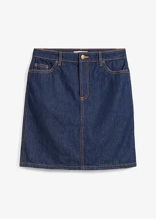 Jeansrock Mid Waist, Low Stretch in blau von vorne - bonprix
