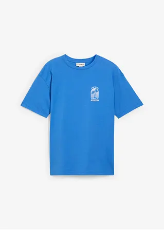 T-Shirt mit Rückenprint aus Bio Baumwolle in blau von vorne - bonprix