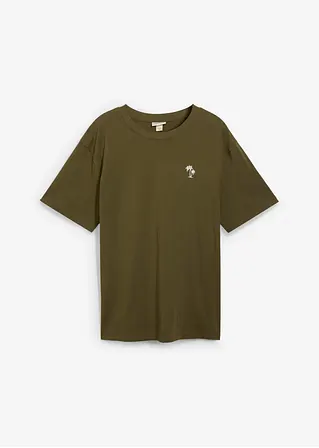 T-Shirt mit Rückenprint, Loose Fit in grün von vorne - bonprix