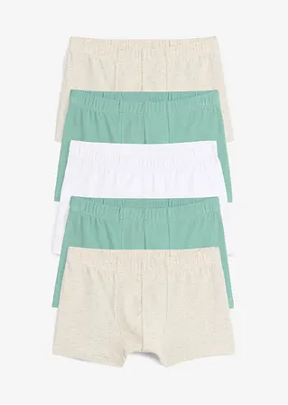 Boxershorts mit weicher Bio-Baumwolle (5er Pack) in grün von vorne - bonprix