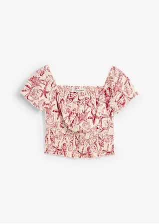 Carmenbluse aus reiner Baumwolle in weiß von vorne - bonprix