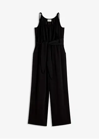 Jersey-Jumpsuit in schwarz von vorne - bonprix