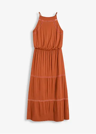 Maxikleid mit Crochet-Einsätzen in braun von vorne - bonprix