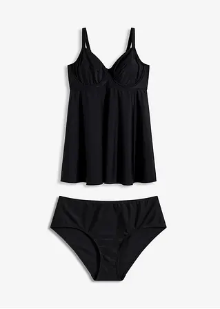 Long Bügel Tankini (2-tlg.Set) in schwarz von vorne - bonprix