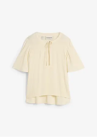 Tunikabluse mit Flügelärmel in beige von vorne - bonprix
