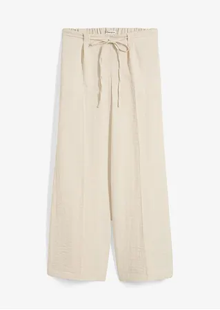 Culotte aus fließendem Viskose-Mix in beige von vorne - bonprix