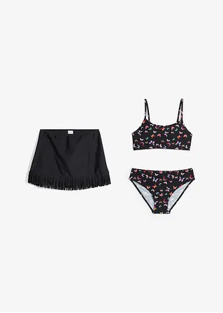 Bikini und Rock (3-tlg.Set) in schwarz - bonprix