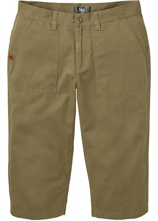 Long-Bermuda aus reiner Baumwolle Regular Fit in grün von vorne - bonprix