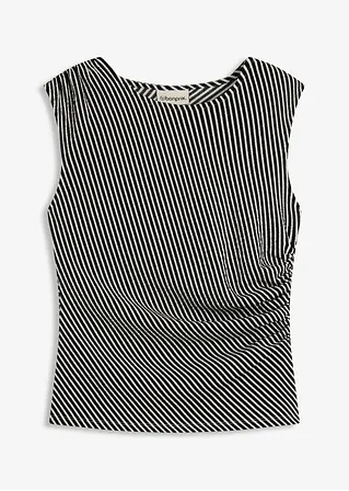Shirt mit Raffung in schwarz von vorne - bonprix