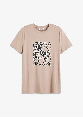 T-Shirt mit Leoprint in braun von vorne - bonprix