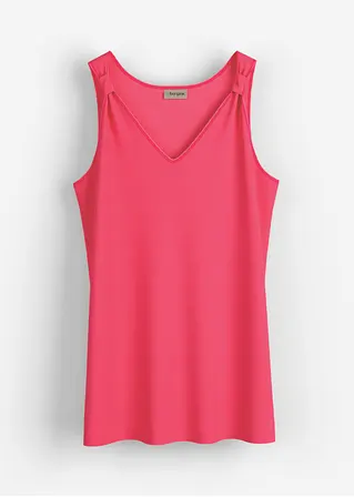 Long-Top aus Viskose-Leinen-Mix in pink von vorne - bonprix