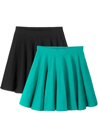 Jersey-Rock mit Bio-Baumwolle (2er-Pack) in grün von vorne - bonprix