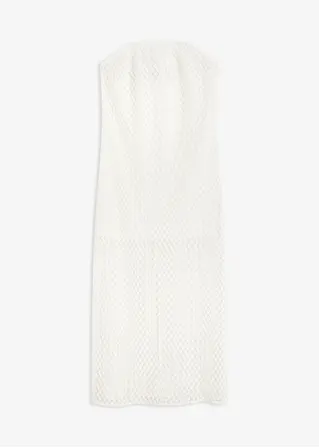 Off-Shoulder-Kleid mit Spitze in weiß von vorne - bonprix