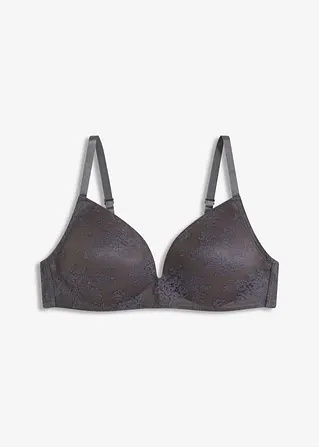Schalen-BH ohne Bügel mit zarter Spitze in grau von vorne - bonprix