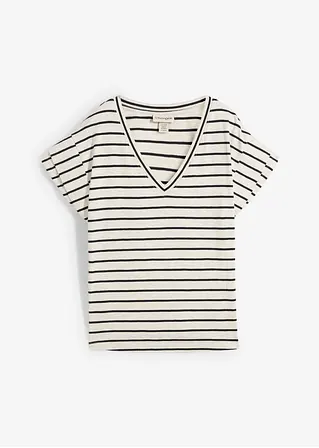 Shirt mit Volantärmeln in beige von vorne - bonprix