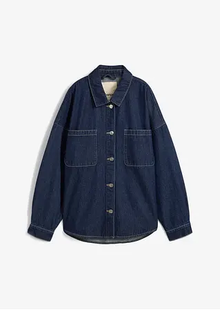 Oversized Jeans-Overshirt aus Bio-Baumwolle in blau von vorne - bonprix