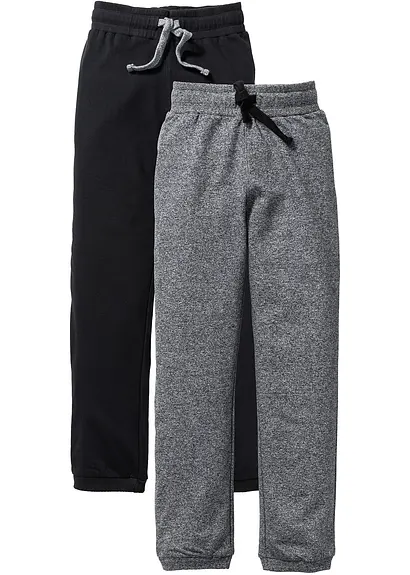 Jogginghose aus reiner Baumwolle (2er Pack) in schwarz von vorne - bonprix