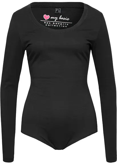 Loungewear Body in schwarz von vorne - bonprix