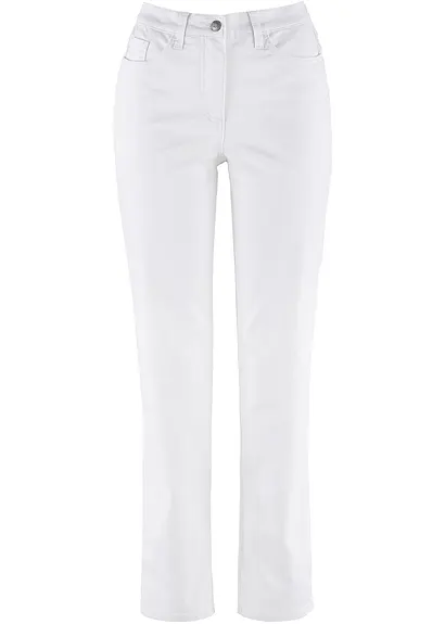 Straight Jeans, Mid Waist, Stretch in weiß von vorne - bonprix