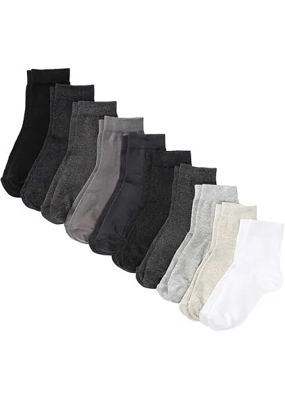 Kurzsocken mit Bio-Baumwolle (10er Pack) in grau von vorne - bonprix