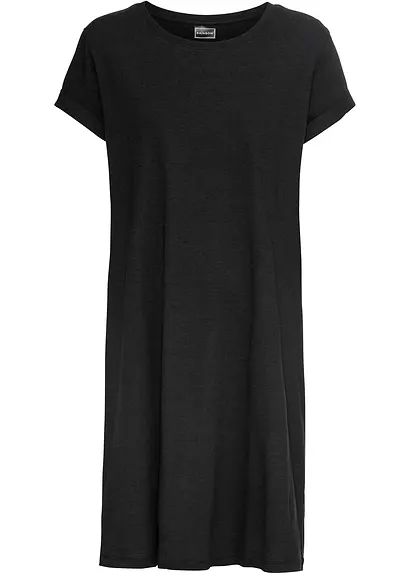 Oversize Shirtkleid in schwarz von vorne - bonprix