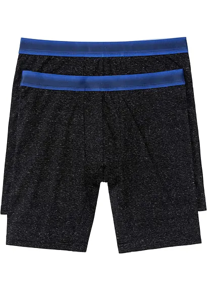 Lange Boxershorts eng (2er Pack) in grau von vorne - bonprix