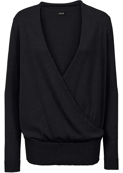 Wickel-Pullover in schwarz von vorne - bonprix
