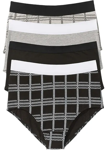 Taillenslip (4er Pack) mit Bio-Baumwolle in schwarz von vorne - bonprix