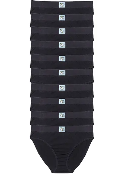 Slip (10er Pack) in schwarz von vorne - bonprix