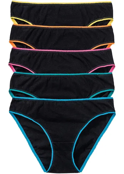 Slip (5er Pack) in schwarz von vorne - bonprix