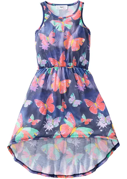 Vokuhila Jerseykleid in blau von vorne - bonprix